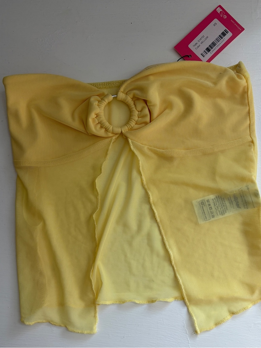 Edikted Yellow Ring-Front Strapless Camisole
